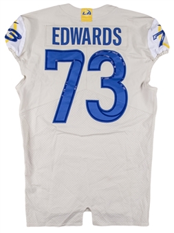 2020-21 Davis Edwards Game Used Los Angeles Rams Alternate Bone Gray Jersey (Rams COA)